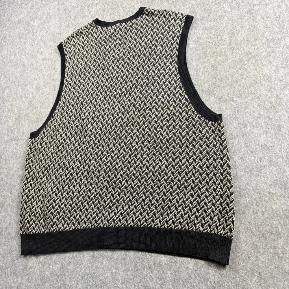 Polo Ralph Lauren Mens XXL Black Tan Linen Chevron V-Neck Sweater Vest